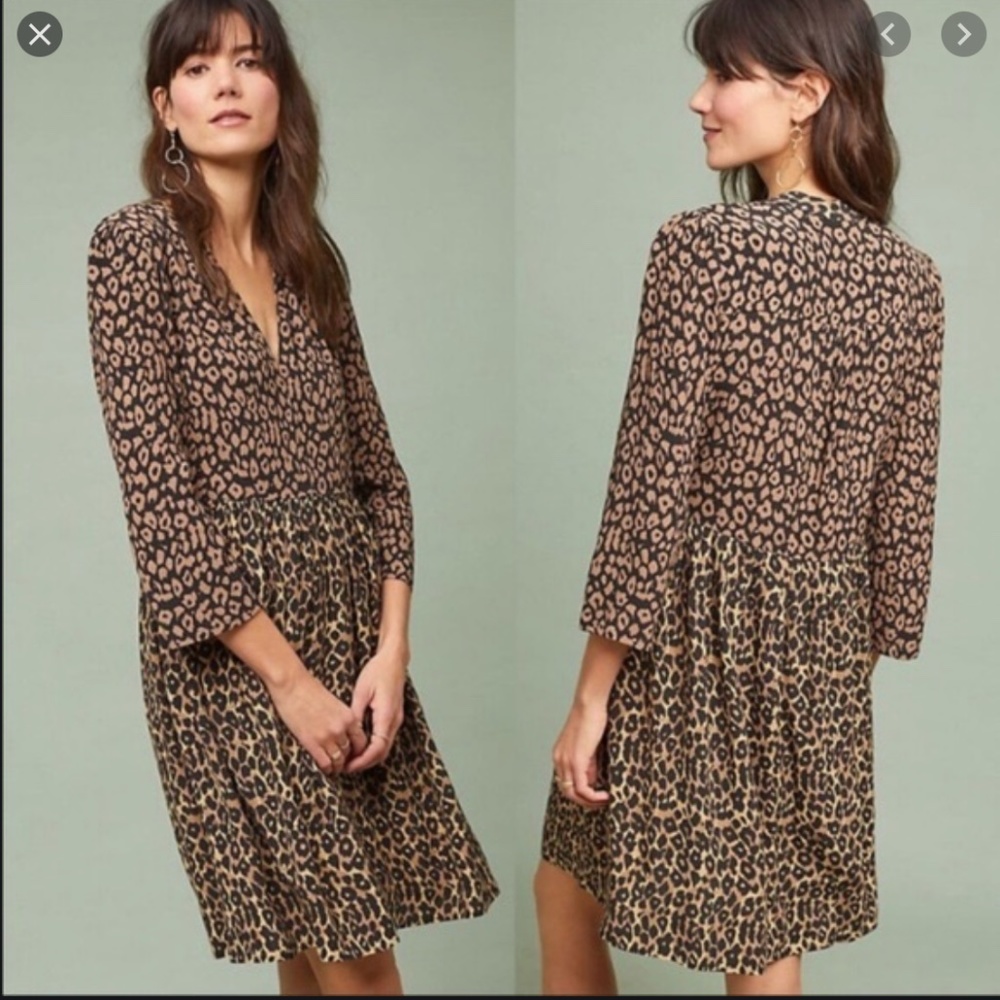 Anthropologie Maeve Leopard Print Dress